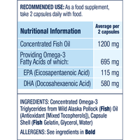 Peak Omega-3 DHA Fish Oil Softgels. 1 month supply. Best Before Mar 2027