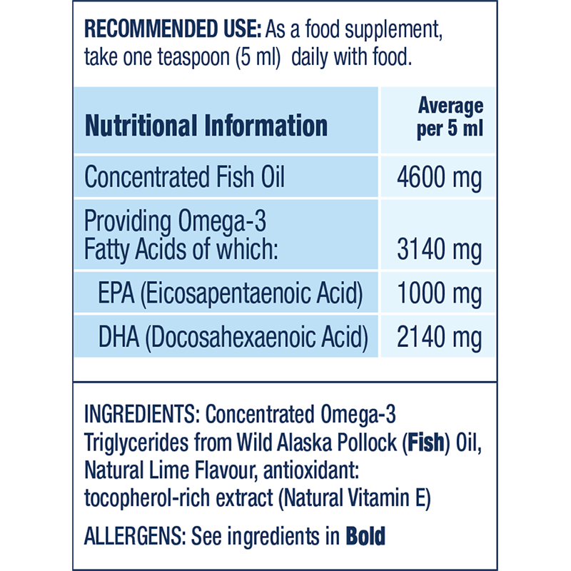 Summit DHA Liquid (Lime) Omega-3 Fish Oil. 1 month supply. Best Before Sep 2027