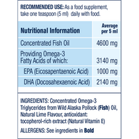 Summit DHA Liquid (Lime) Omega-3 Fish Oil. 1 month supply. Best Before Sep 2027